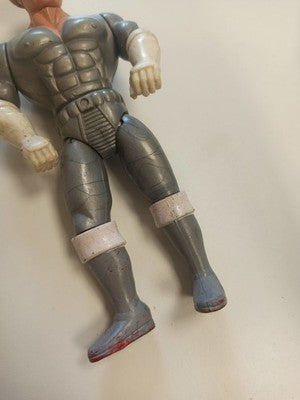 Figurine bootleg rétro MASK années 80, jouet vintage articulé, gris et blanc