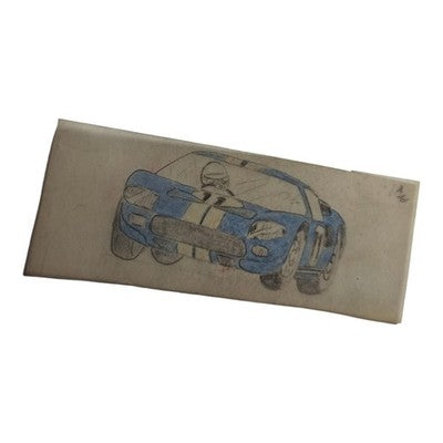 Dessin original voiture bleue sur calque style Scalextric Dinky Toys 10 cm