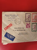 Ancienne lettre vintage timbres oblitérés Maroc 1957 Express Par Avion collectio