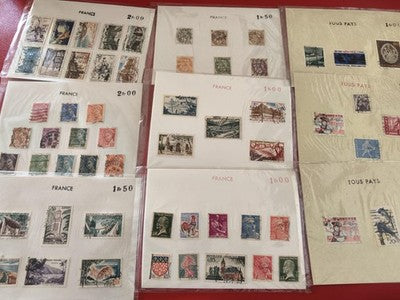 Lot anciens timbres France et monde, vrac philatélie, collection vintage