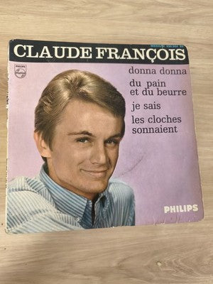 Vintage 45T Claude François Philips pochette violette – Donna Donna, Du pain et
