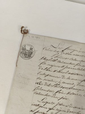 Lettre manuscrite administrative 1814 XIXe, papier timbré fiscal France