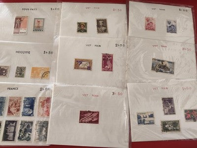 Lot anciens timbres monde et Indochine Vietnam France philatélie collection