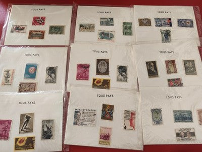 Lot anciens timbres monde en vrac philatélie collection, divers pays, oblitérés