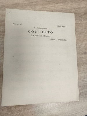 Ancien livret partitions CONCERTO Handel Barbirolli alto cordes vintage