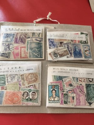 Lot ancien timbres du monde vrac collection Chili Italie Belgique USA