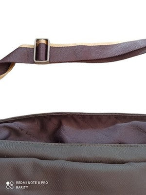 Sac bandoulière Lancel Paris toile marron logo, besace homme femme
