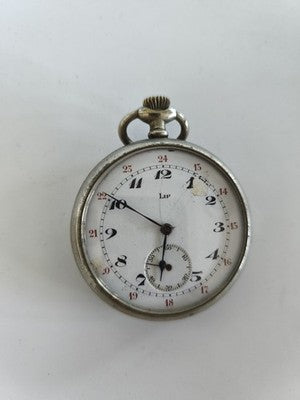 Montre gousset Lip ancienne métal argenté cadran 24h petite seconde