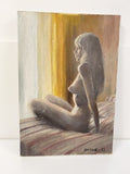Peinture nu féminin huile sur toile nue signée De Goff, datée 1973