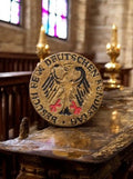 Insigne vintage Bundestag allemand, badge métallique visiteur, aigle doré