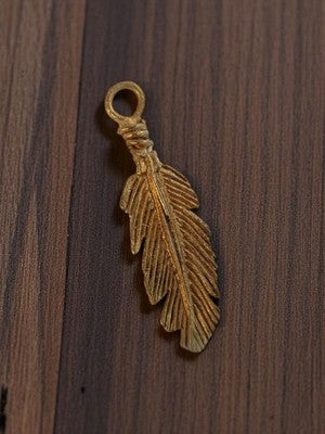 Pendentif plume vintage métal doré années 50 bijou rétro deadstock