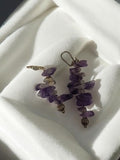 Paire boucles d’oreilles vintage améthyste pierres violettes rétro ancien