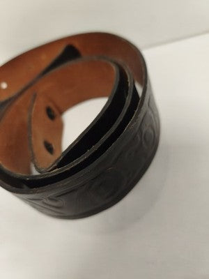 Ceinture vintage Harley Davidson cuir noir gaufré biker ancien
