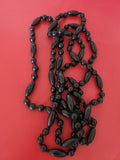 Collier vintage ancien, perles de bois naturelles, bijou rétro authentique