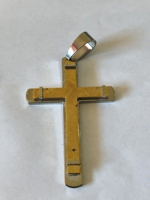 Vintage pendentif croix ancienne catholique, bijou religieux rétro métal rare