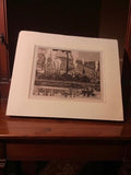 Gravure ancienne Forges du Creusot, art industriel rétro vintage déco murale