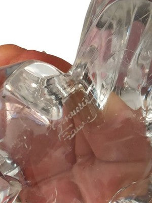 Sculpture abstraite cristal français vintage, objet d’art signé ancien