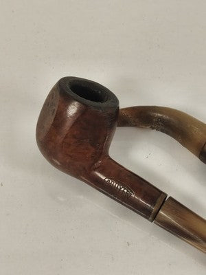 Lot de 2 pipes anciennes Ancienne, bois veiné, tuyaux miel, patine