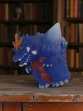 Figurine Godzilla souple bleu rouge soft vinyl finger puppet monstre jouet