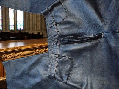 Pantalon cuir noir femme Pauleka Paris vintage flare rétro pantalon leather