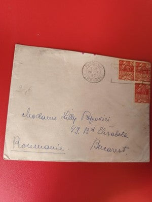 Ancienne lettre oblitérée 1937 timbres Exposition Coloniale pour collection phil