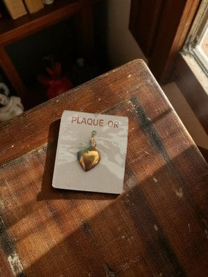 Pendentif cœur vintage plaqué or neuf rétro bijou doré élégant