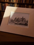 Gravure ancienne abbaye St Michel Tonnerre illustration vintage rétro