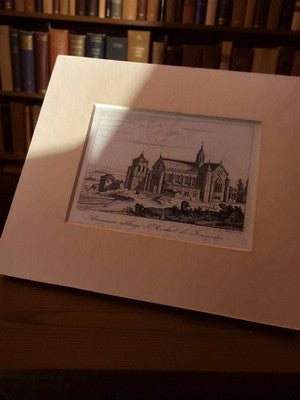 Gravure ancienne abbaye St Michel Tonnerre illustration vintage rétro