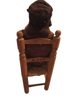 Santon ancien Provence 25cm argile signé AJM, figurine homme vintage