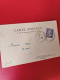Carte postale ancienne timbre oblitéré bleu France, philatélie collection