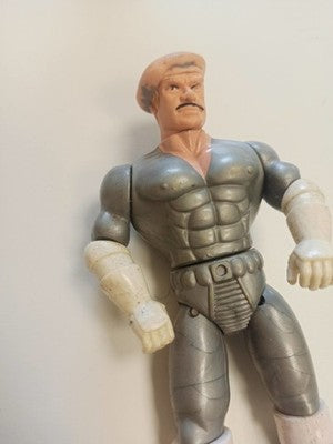 Figurine bootleg rétro MASK années 80, jouet vintage articulé, gris et blanc