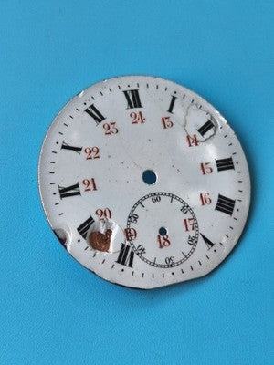 Cadran ancien montre gousset pour pièces, émail chiffres romains, vintage