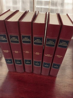Lot 6 volumes Grand Dictionnaire Encyclopédique Larousse vintage reliure bordeau