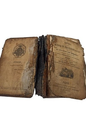 Paroissien ancien 1857 – Missel religieux vintage, croix en relief, bon état