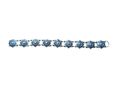 Bracelet vintage femme métal argenté motif floral, bijou rétro ancien