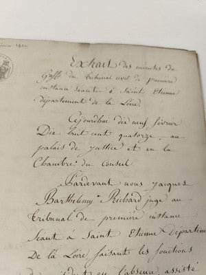 Lettre manuscrite administrative 1814, greffe civil Saint-Étienne