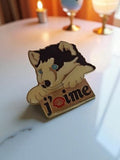 Pin's vintage émail Shell chien husky années 80 pub badge rétro
