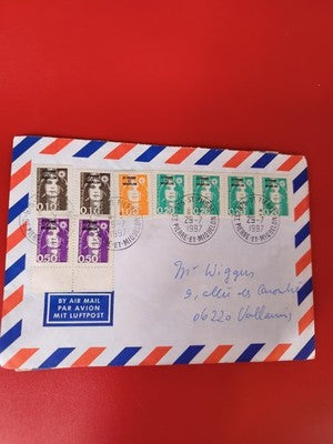 Ancienne lettre vintage St-Pierre-et-Miquelon timbres oblitérés 1997 airmail