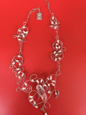 Vintage collier Danais filigrane, pierres naturelles, pendentif central original