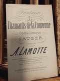 Partition ancienne Fantaisie Diamants de la Couronne Auber Lamotte Paris vintage