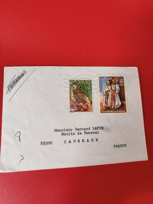 Ancienne lettre vintage timbres Maroc oblitérés, enveloppe collection philatélie