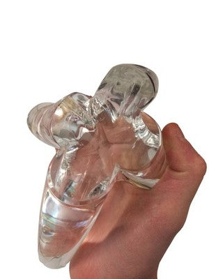 Sculpture abstraite cristal français vintage, objet d’art signé ancien