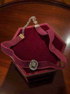 Choker ruban vintage strass, bijou fantaisie rétro, pendentif central