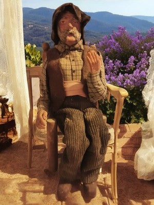 Santon ancien Provence 25cm argile signé AJM, figurine homme vintage