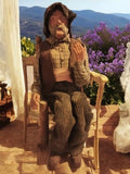 Santon ancien Provence 25cm argile signé AJM, figurine homme vintage