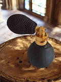 Miniature flacon parfum vintage atomiseur noir doré déco rétro
