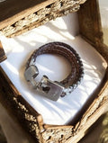 Bracelet cuir vintage tressé fermoir métal, à restaurer, accessoire rétro homme