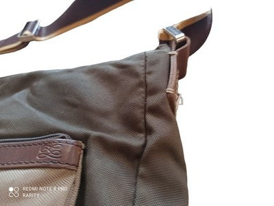Sac bandoulière Lancel Paris toile marron logo, besace homme femme