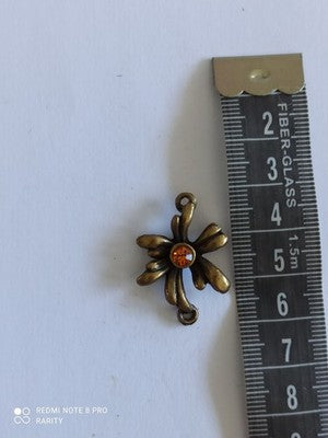 Pendentif vintage fleur bronze Remy Dis Paris strass orange années 80-90
