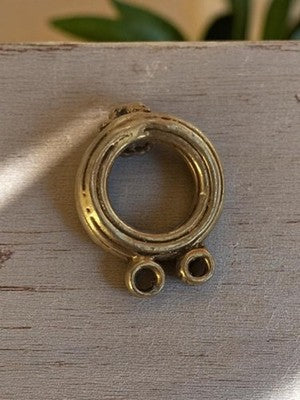Pendentif vintage rond métal doré années 50 rétro bijou ancien original